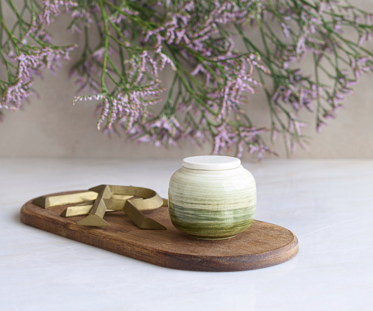 Mini Urne (Kora) – Keramik – Weiss Grün – 50ml