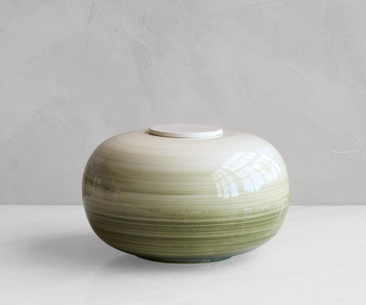 Urne (NOMA) – Keramik – Weiss Grün – 3.6 Liter